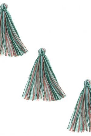 Pompons imitation coton 26-30 mm Multicolore Vert / Orange x10 Saldi