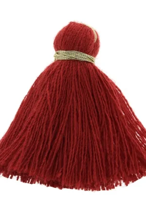 Bestseller Gros pompons imitation coton 40 mm Rouge / Doré x5