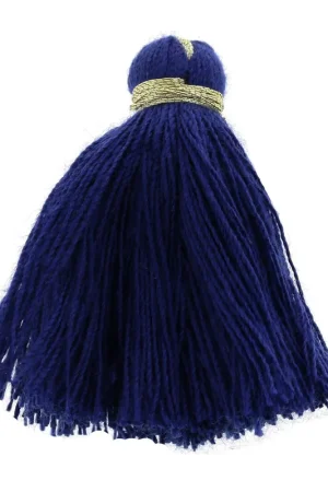 Gros pompons imitation coton 40 mm Bleu roi / Doré x5 Novità