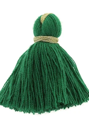 Gros pompons imitation coton 40 mm Vert / Doré x5 Offerta Lampo