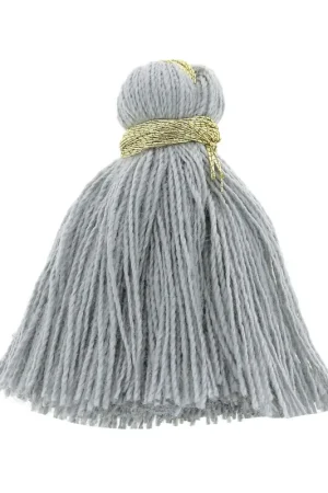 Economico Gros pompons imitation coton 40 mm Gris / Doré x5