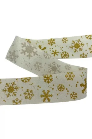 1 Metro Passamaneria Nastro Addobbo Natale Fettuccia Polycotone Lamè Stella Oro Alto 35 Mm Scelto Dai Clienti