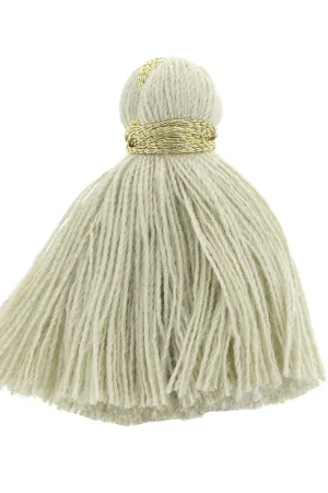 Gros pompons imitation coton 40 mm Gris clair / Doré x5 Spedito Oggi