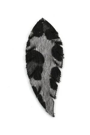 Pendentif plume en matière synthétique 55x20 mm Gris/Noir x2 Offerta Speciale