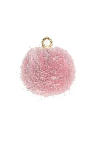 Pompon rond en fourrure synthétique 15 mm avec attache - Rose x1 Offerta Speciale