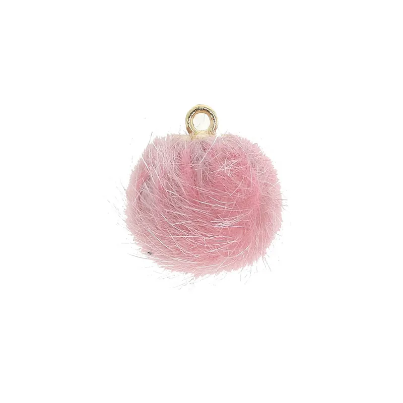 Pompon rond en fourrure synthétique 15 mm avec attache - Rose x1 Offerta Speciale