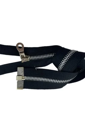 Cerniera Chiusura Zip Lampo Nera Catena 6 Mm Metallo Argento Divisibile 36 Cm Popolare