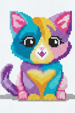 Di Tendenza kit ricamo a punto croce - Gatto multicolore - Princesse