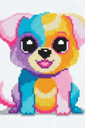 Più Venduto kit ricamo a punto croce - Cane multicolore - Princesse
