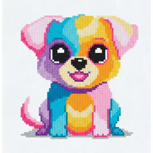 Più Venduto kit ricamo a punto croce - Cane multicolore - Princesse