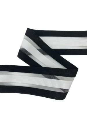 Saldi Passamaneria Tramezzo Nastro Elastico Riga Trasparente Nero Bianco Alto 5 Cm