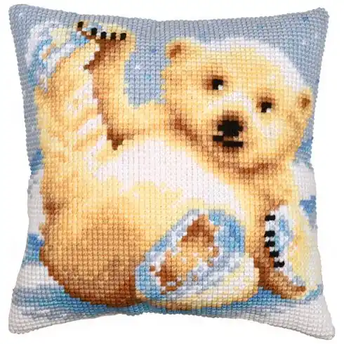 Kit cuscino fori grossi - Piccolo orso polare - Vervaco Esclusivo