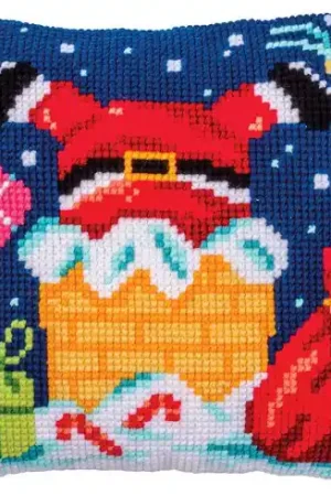 Kit cuscino fori grossi - Camino e Babbo Natale - Vervaco Miglior Prezzo