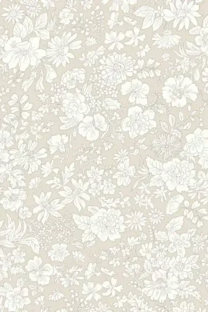 Spedizione Espresso Emily Belle Neutrals Parchment, Tessuto color Pergamena a fiori bianchi - Liberty Fabrics
