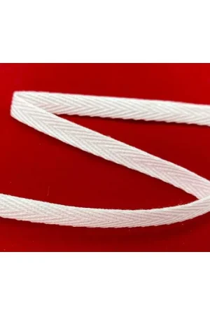 10 Mt Passamaneria Nastro Bianco Tela Fettuccia Spigata Cotone Mm 5 Reso Gratuito