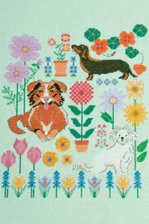 kit ricamo a punto croce - Cani in giardino - DMC Subito Disponibile