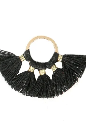 Petit pendentif éventail avec pompons imitation coton 20x29 mm Noir/doré x1 Compra Online