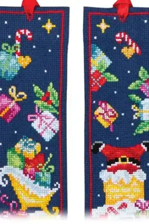 Promozione Esclusiva Kit segnalibro da ricamo - Slitta e Babbo Natale - Vervaco