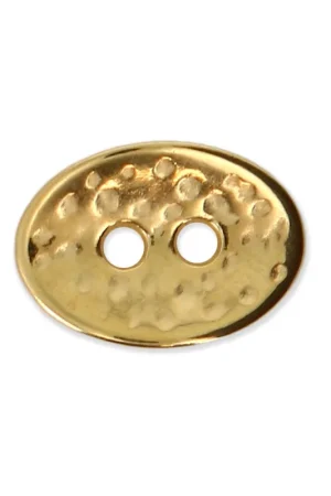 Bouton ovale martelé 14x10 mm Doré à l'or fin x1 Consegna Rapida