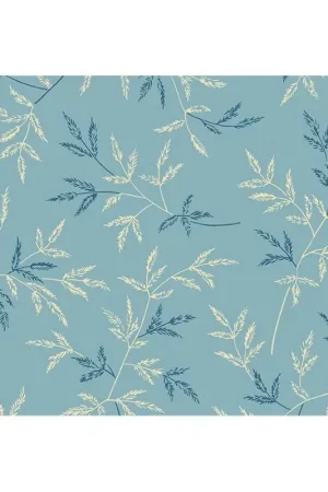 Compra Online Cocoa Blue Juniper Slate Blue, tessuto azzurro con rametti crema- Edyta Sitar