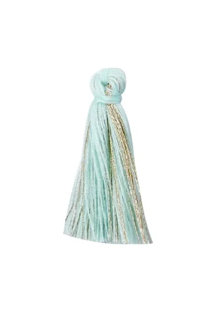 Economico Pompon coton 32 mm Mint / Doré x1