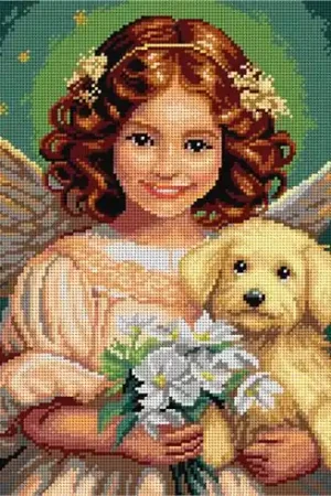 Spedito Oggi Canovaccio antico - L'angelo e il cagnolino - Orchidéa