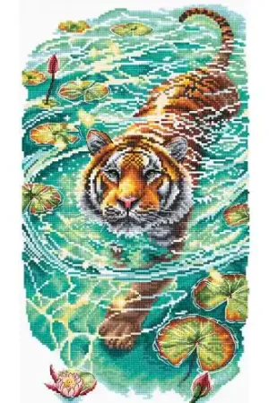 Offerta Speciale kit ricamo a punto croce - Tigre nel lago - Ava