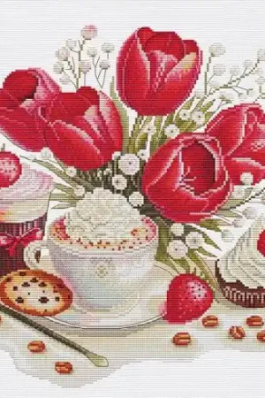 kit ricamo a punto croce - Colazione per una persona cara - Nova Sloboda Miglior Prezzo