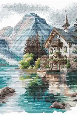 kit ricamo a punto croce - lago di montagna - Ava Saldi