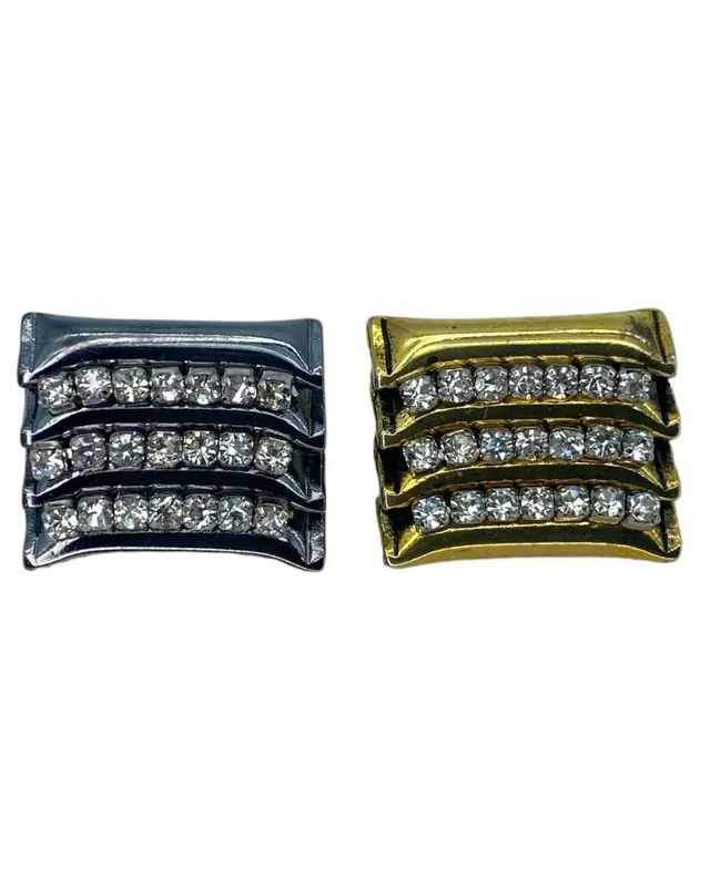 Bottone Goiello Piatto Strass Argento Asola Acciaio 2x1,5 Cm Bestseller