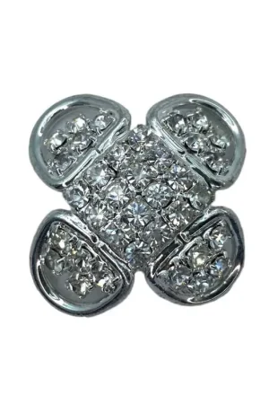Di Tendenza Bottone Bombato Argento Gioiello Strass Gambo Metallo 22 Mm