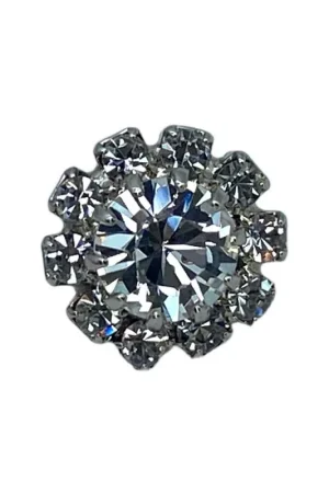 Prezzo Di Fabbrica Bottone Tondo Argento Gioiello Strass Centale Gambo Metallo 12 Mm