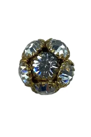 Direttamente Dal Produttore Bottone Gioiello Mezza Perla Tondo Strass Metallo Oro Misura 1 Cm