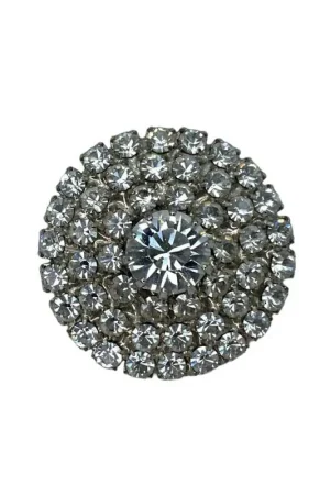 Bottone Tondo Argento Gioiello Strass Centale Gambo Metallo 22 Mm Super Prezzo