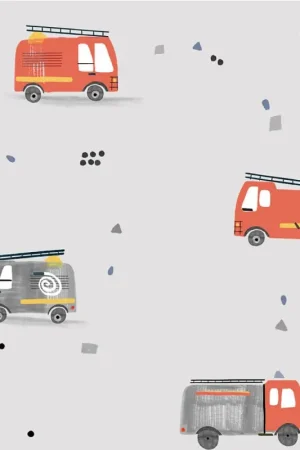 Saldi Tessuto Popeline Katia - Firefighter Cars