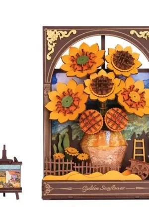 Puzzle in legno 3D - Girasoli dorati - ROWOOD Compra Online