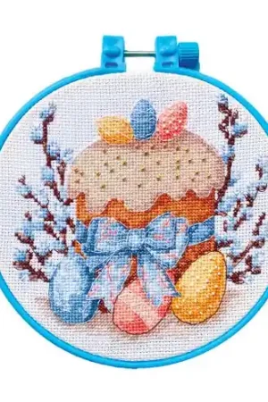 Kit per ricamo a punto croce con tamburo - Giorno di Pasqua - Abris Art Popolare