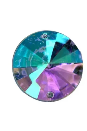 Applicazione Cucibile Bombato Rotondo Strass Boreale Trasparente 3 Cm Offerta Lampo