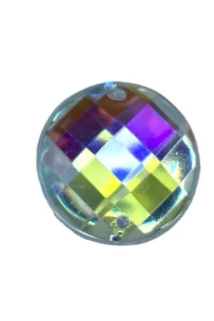 Applicazione Cucibile Bombato Rotondo Strass Boreale Trasparente 2,5 Cm Pagamento Sicuro