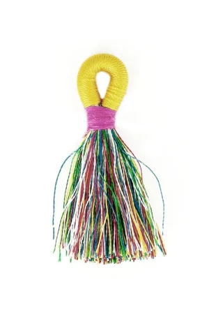 Quantità Limitata Grand Pompon textile avec attache 4 cm - Multicolore - Jaune x1