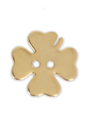 Ultime Pezzi Bouton trèfle lisse 12 mm doré à l'or fin x1