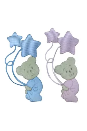Must-Have Patch Termoadesiva Orsetto Baby Velluto Palloncini Stella Riga 16,5x8 Cm Prezzo per Pezzo