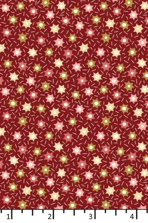 Affare Tessuto Rosso Borgogna con stelle - EQP Forever, Sprinkles Burgundy