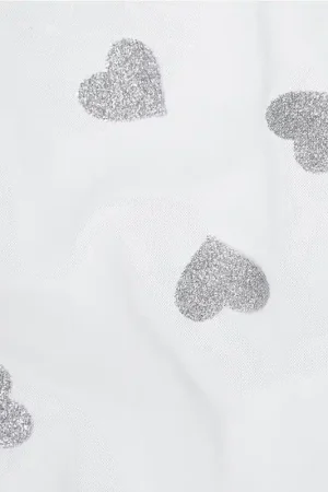 Sconto Tessuto Tulle Silver Katia - White Hearts