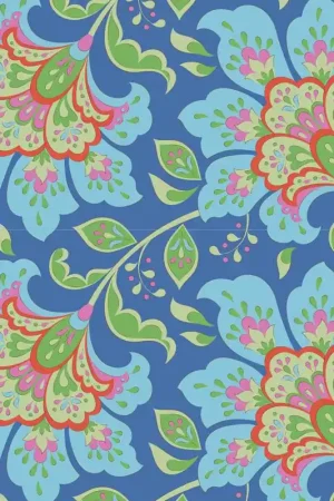 Bestseller Tilda Bloomsville Flowermarket Blueberry - Tessuto Blu Mirtillo con mercato dei fiori