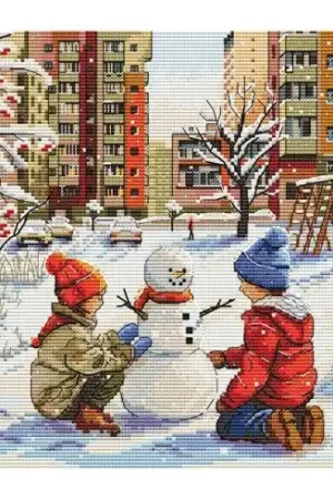 kit ricamo a punto croce - cortile della scuola - Andriana Saldi