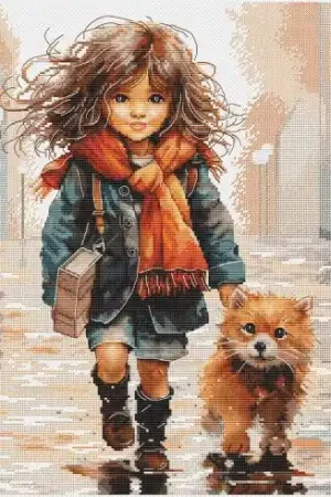 Compra Adesso kit ricamo a punto croce - Attraverso le pozzanghere - Andriana