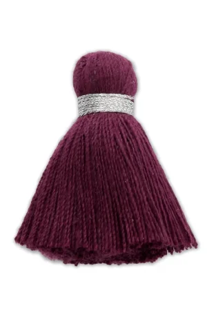 Pompon imitation coton 35 mm Bordeaux / argenté x1 Prezzo Conveniente