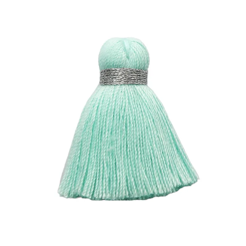 Pompon imitation coton 35 mm Green Aqua / argenté x1 Direttamente Dal Produttore