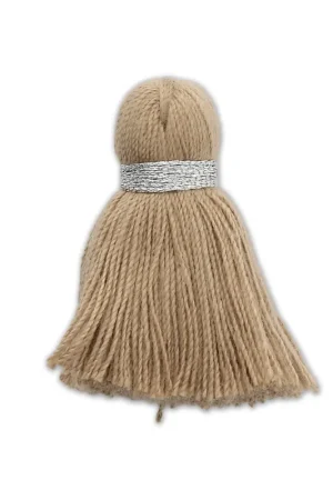 Consegna Rapida Pompon imitation coton 35 mm Camel / argenté x1